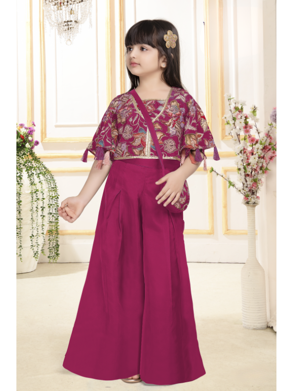 Girls Traditional Half Sleeves Plazo Set - Rani