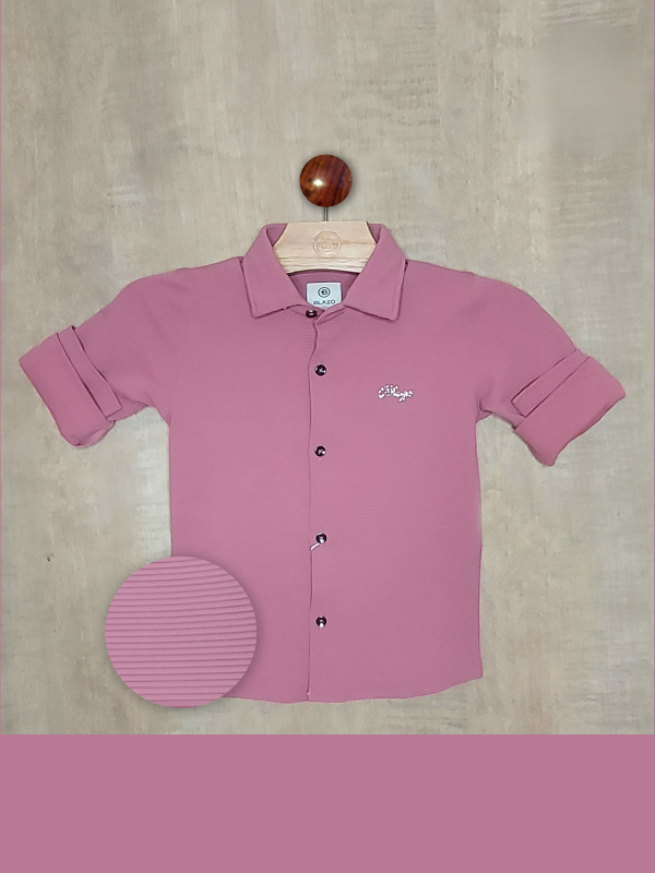 Boys Casual Full Sleeves Plain Regular Shirts - Peach