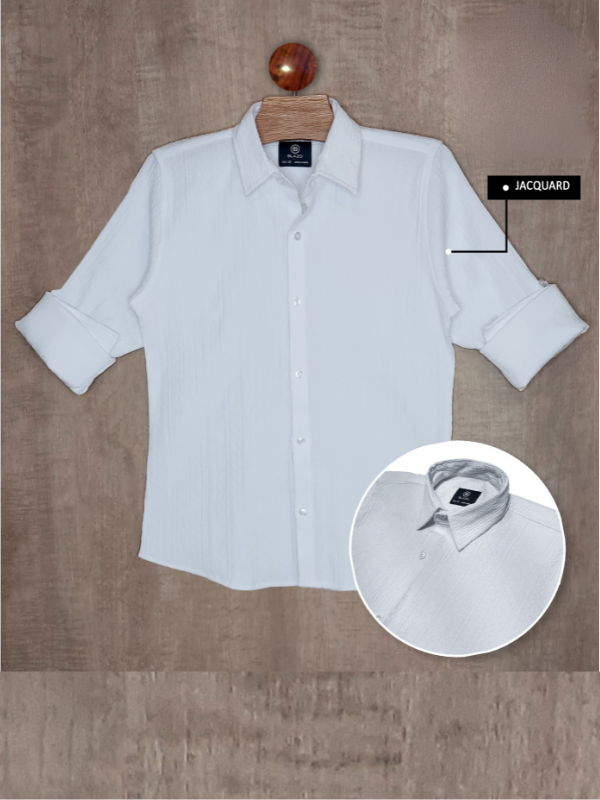 Boys Casual Full Sleeves Plain Fashion Shirt - White
