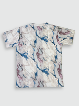 Boys' short-sleeve T-shirt featuring a cream, blue, and maroon marble-like print with the black text 'ULTIMATE' across the chest.
